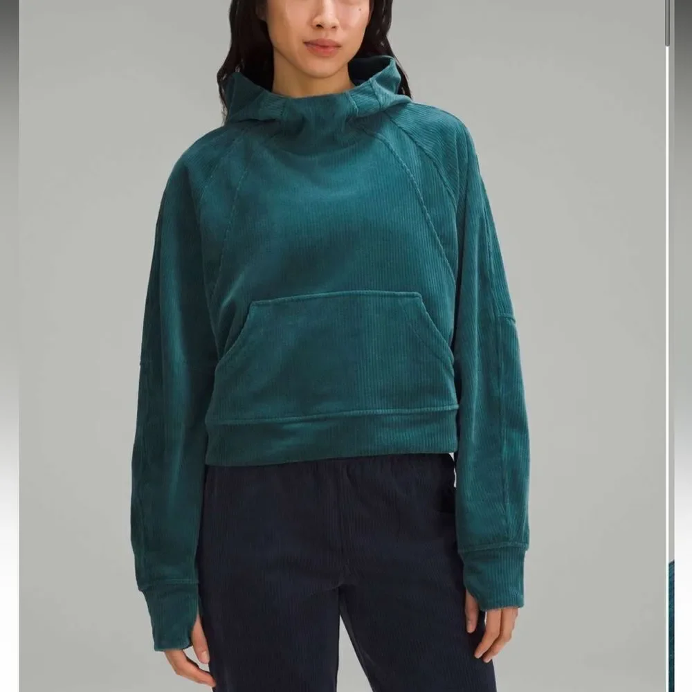 NWT New LULULEMON Scuba Oversized Hoodie Velvet Cord Sweatshirt Storm Teal XS S